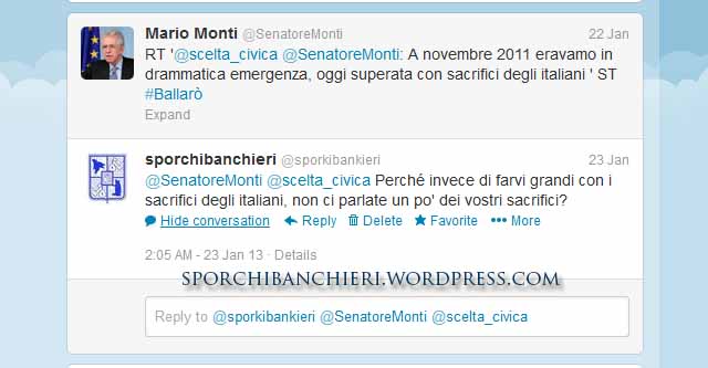 Sporchi Banchieri tweets: Sacrifici
